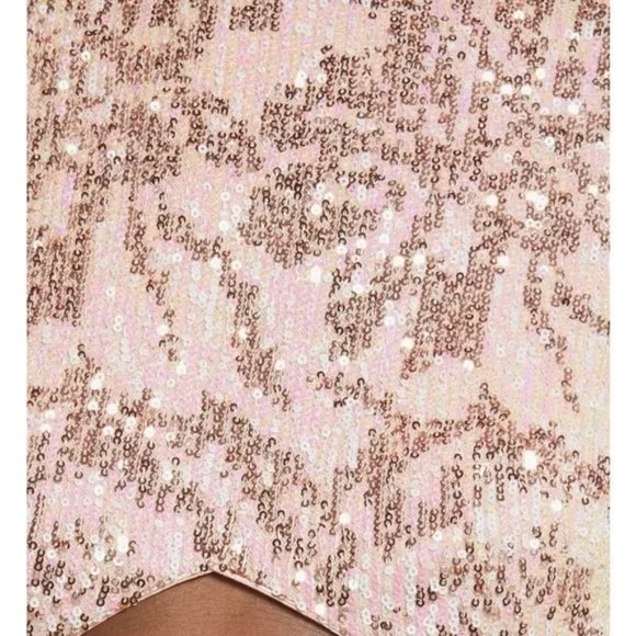 New With Tags SHO by Tadashi Shoji Sz8 CUTOUT SLEEVELESS SEQUIN JUMPSUIT BLUSH - Picture 7 of 7